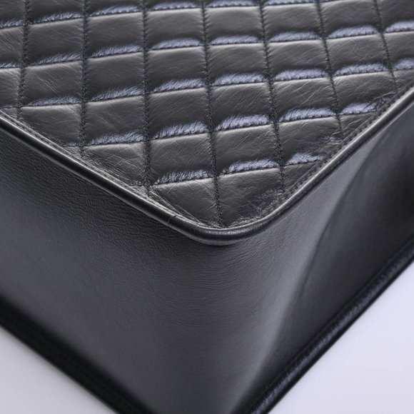 CHANEL Leather Matelasse Coco Mark Chain Tote Bag Black Ladies - Picture 4 of 10